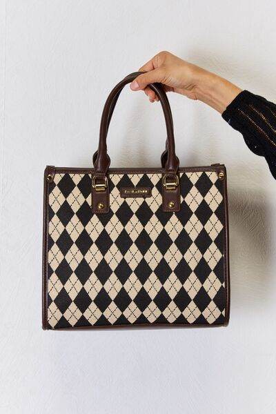 David Jones Argyle Pattern PU Leather Handbag - Shop Style & More | Fresh Looks, Everyday Deals & Free Shipping