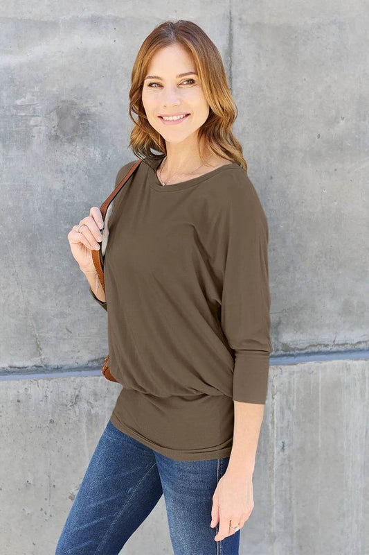 Basic Bae Full Size Round Neck Batwing Sleeve Top - Shop Style & More | Fresh Looks, Everyday Deals & Free Shipping