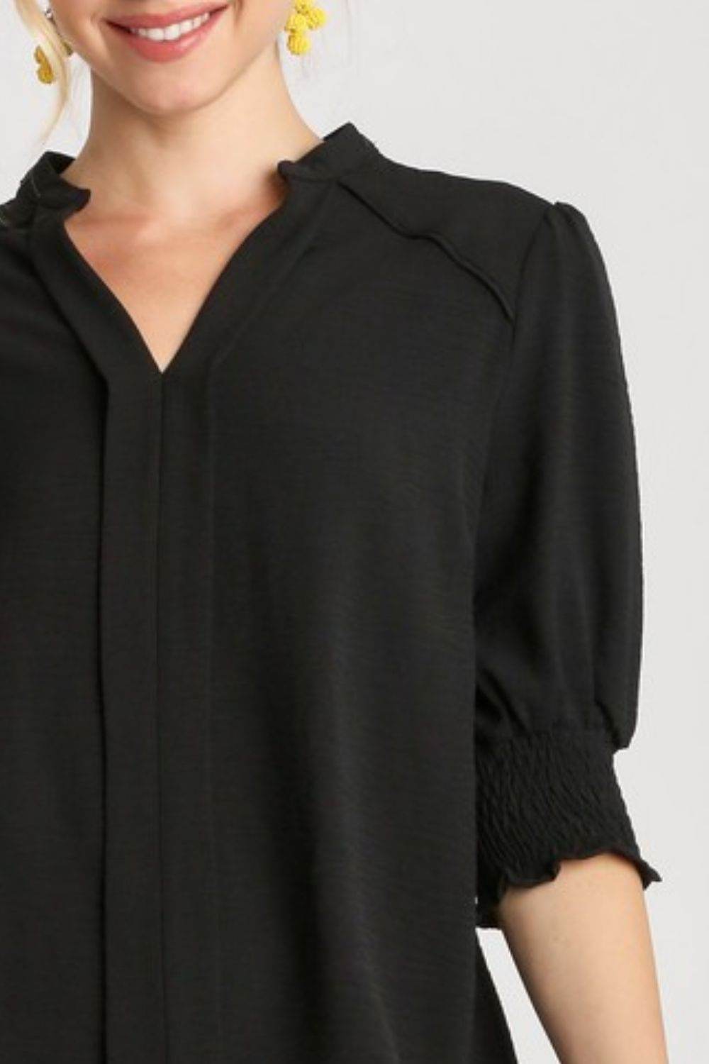 Umgee Full Size Split Neck Boxy Cut Top with Piping Details Plus Size - Shop Style & More | Fresh Looks, Everyday Deals & Free Shipping
