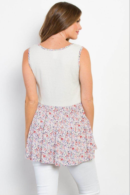 Be Stage Full Size Smocked Printed Peplum Sleeveless Top - Shop Style & More | Fresh Looks, Everyday Deals & Free Shipping
