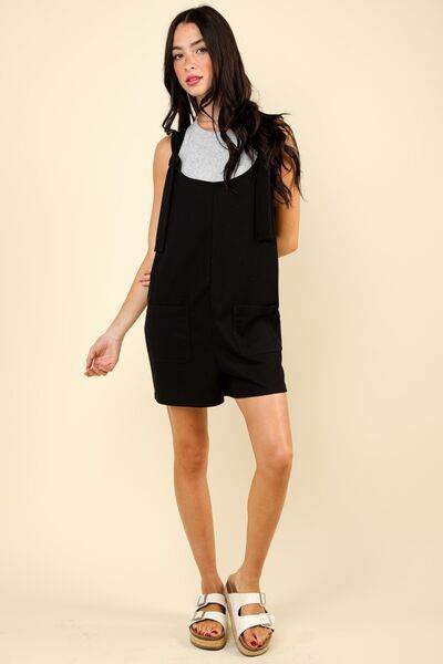 VERY J Tie Shoulder Front Pocket Romper - Shop Style & More | Fresh Looks, Everyday Deals & Free Shipping