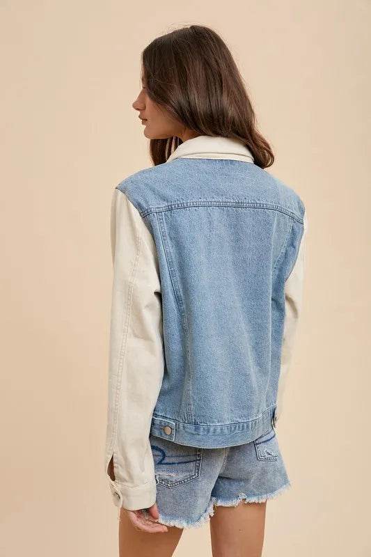 Annie Wear Collared Neck Double Placket Denim Jacket - Shop Style & More | Fresh Looks, Everyday Deals & Free Shipping