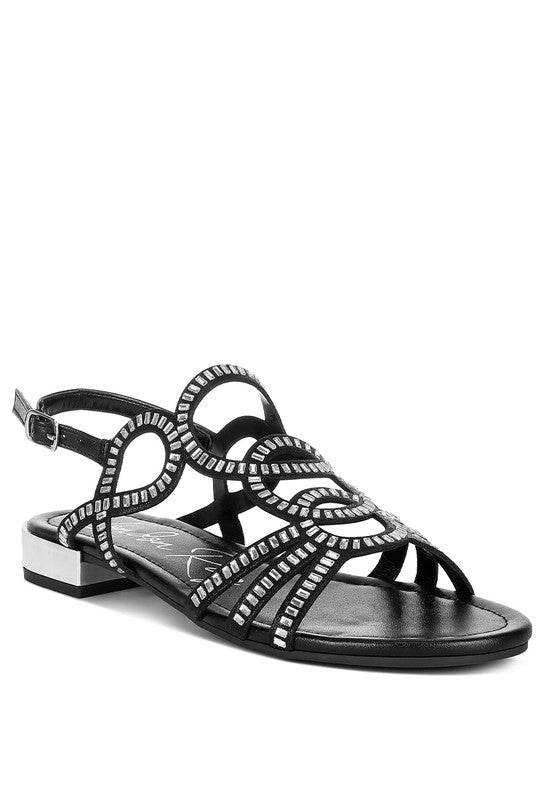 Jisters Cut Out Detail Rhinestone Flat Sandals - Shop Style & More | Fresh Looks, Everyday Deals & Free Shipping