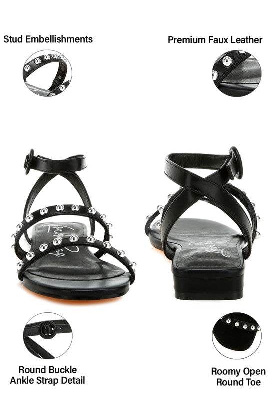 Flippity Studded Ankle Strap Flat Sandals - Shop Style & More | Fresh Looks, Everyday Deals & Free Shipping