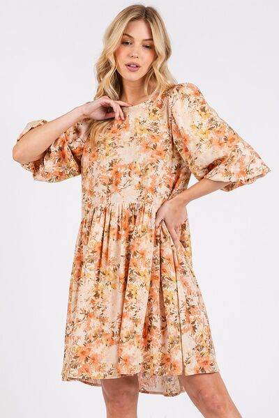 Mittoshop Flower Print Linen Blend Babydoll Mini Dress - Shop Style & More | Fresh Looks, Everyday Deals & Free Shipping