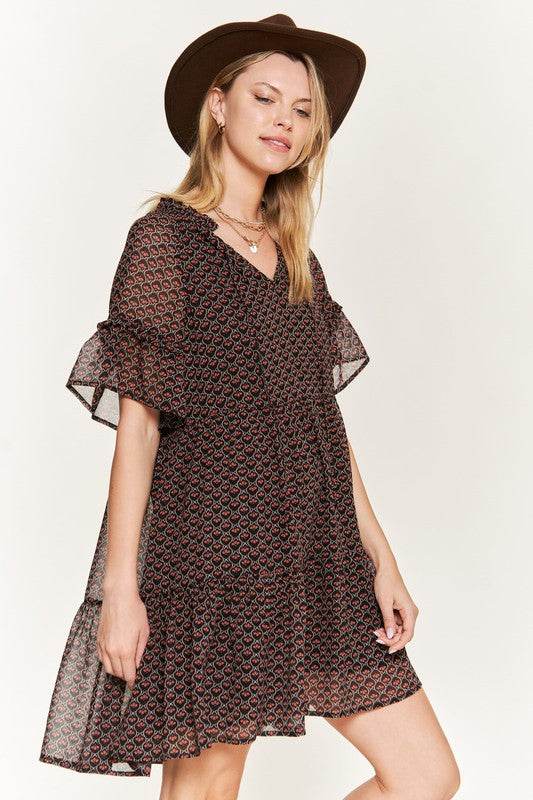 Floral print v-neck mini dress JBJ1054 - Shop Style & More | Fresh Looks, Everyday Deals & Free Shipping