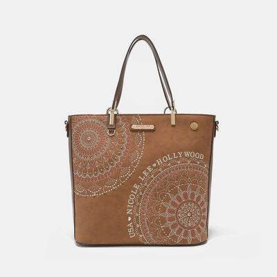 Nicole Lee USA Metallic Stitching Embroidery Inlaid Rhinestone Tote Bag - Shop Style & More | Fresh Looks, Everyday Deals & Free Shipping