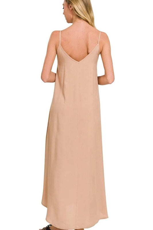 Zenana Woven Arc Hem Cami Dress With Flowy Pockets - Shop Style & More | Fresh Looks, Everyday Deals & Free Shipping