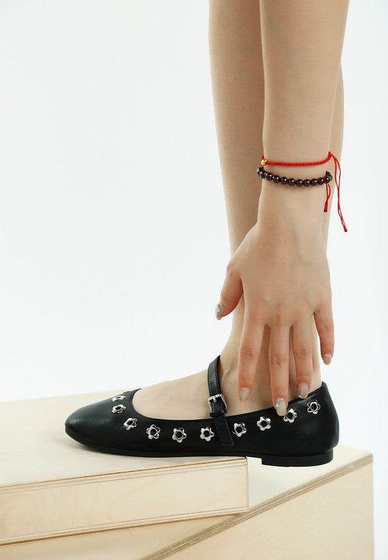 Tanzer Floral Eyelet Strapped Ballerinas - Shop Style & More | Fresh Looks, Everyday Deals & Free Shipping