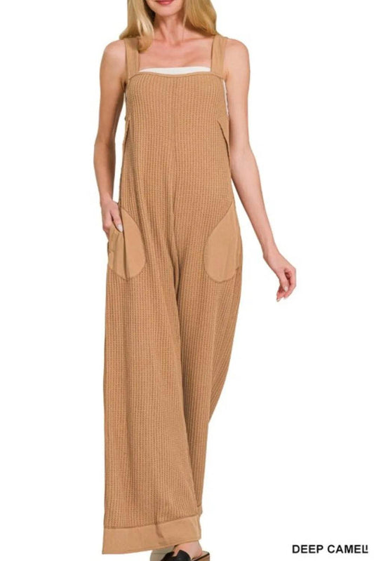 Zenana Knit Waffle Wide Leg Overalls - Shop Style & More | Fresh Looks, Everyday Deals & Free Shipping