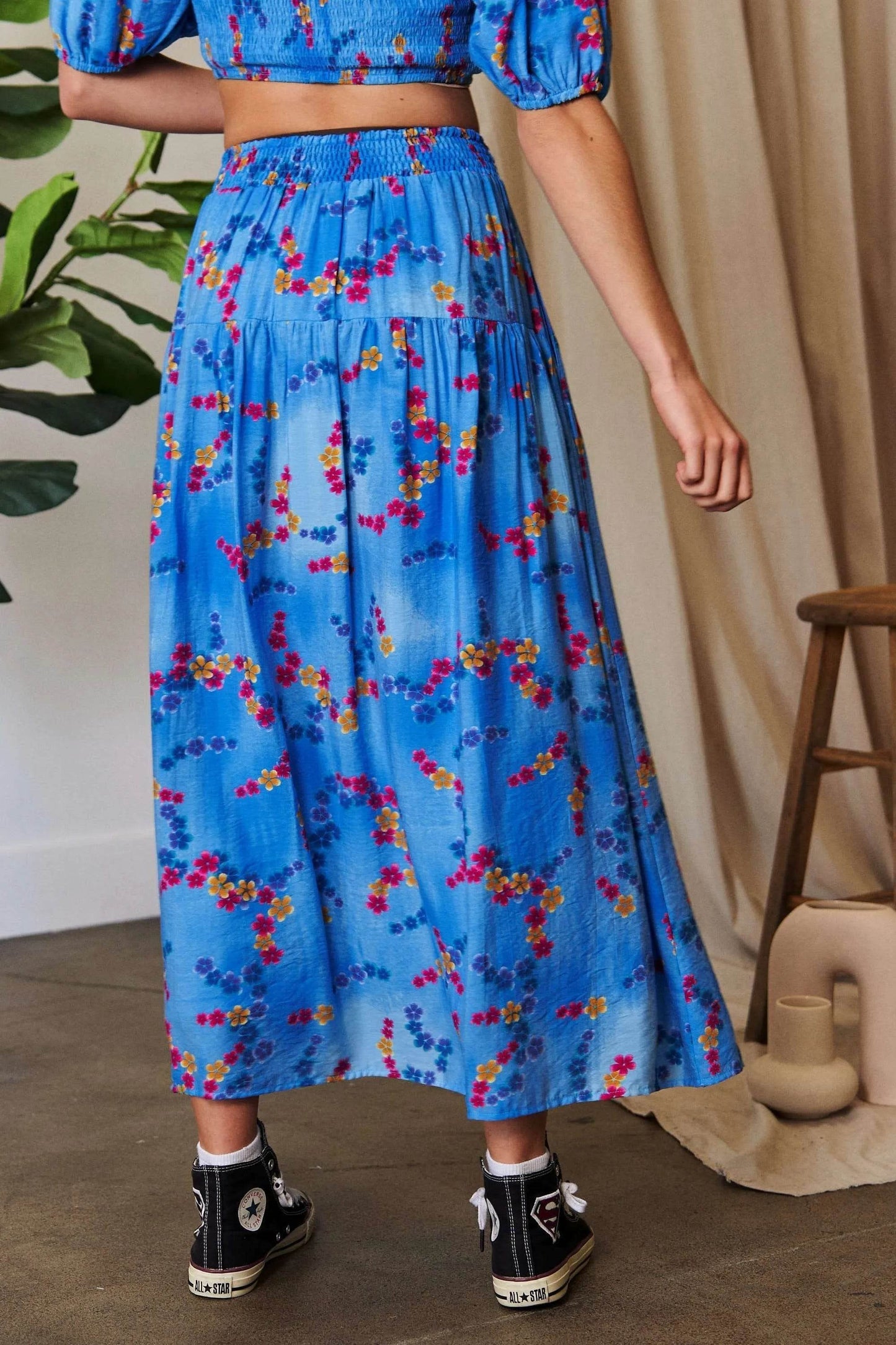 Davi & Dani Printed Smocking Waistband Ruffled Maxi Skirt - Shop Style & More | Fresh Looks, Everyday Deals & Free Shipping