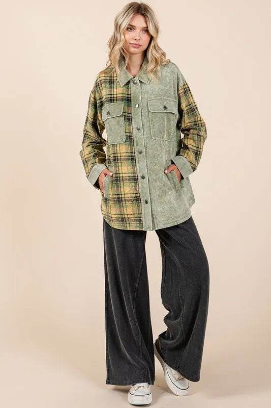 Mittoshop Plaid Button Down Drop Shoulder Jacket - Shop Style & More | Fresh Looks, Everyday Deals & Free Shipping