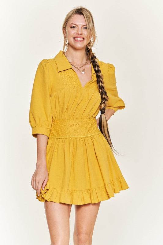Eyelet detail 3/4 sleeve shortdress PLUS JBJ1091P - Shop Style & More | Fresh Looks, Everyday Deals & Free Shipping
