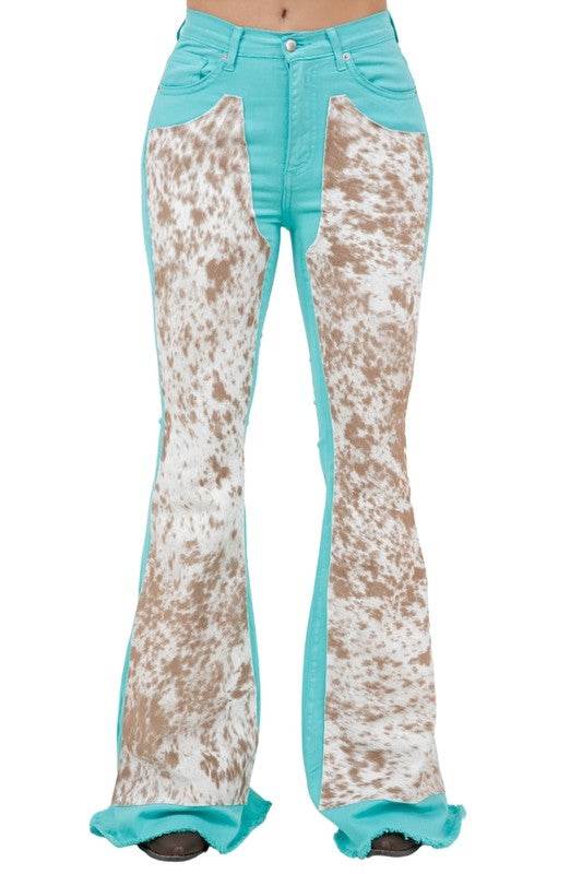 Rodeo Bell Bottom Turquoise/Brown- Inseam 34 - Shop Style & More | Fresh Looks, Everyday Deals & Free Shipping