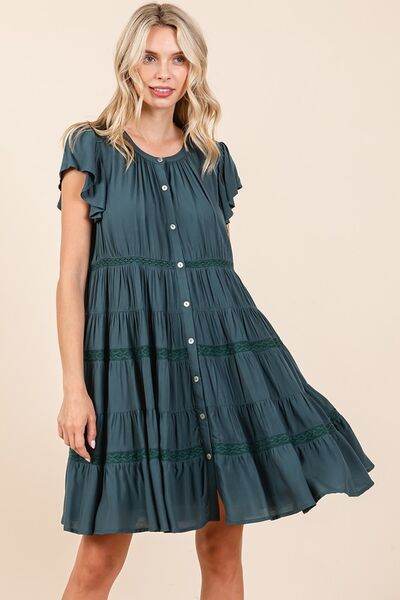 Mittoshop Lace Detail Ruffled Button Down Tiered Dress - Shop Style & More | Fresh Looks, Everyday Deals & Free Shipping