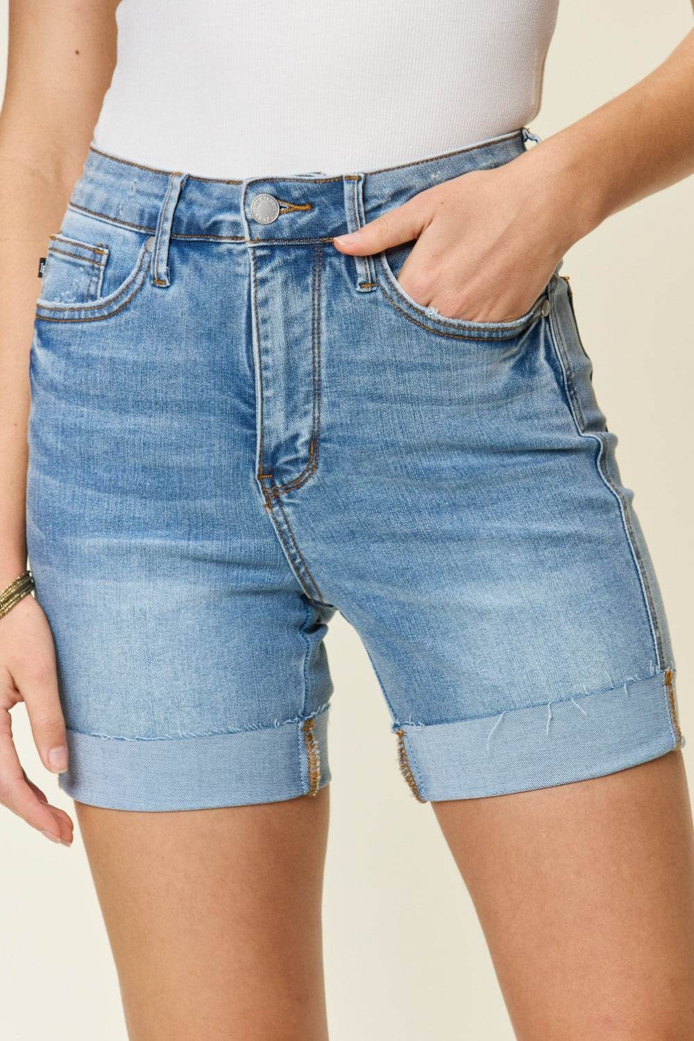 Judy Blue Full Size Tummy Control High Waist Denim Shorts - Shop Style & More | Fresh Looks, Everyday Deals & Free Shipping