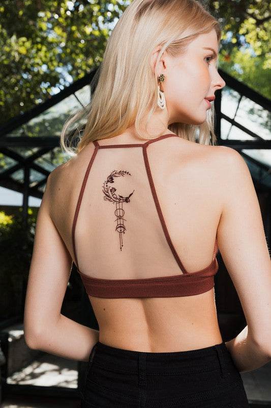 Crescent Moon Dream Catcher Tattoo Mesh Bralette - Shop Style & More | Fresh Looks, Everyday Deals & Free Shipping