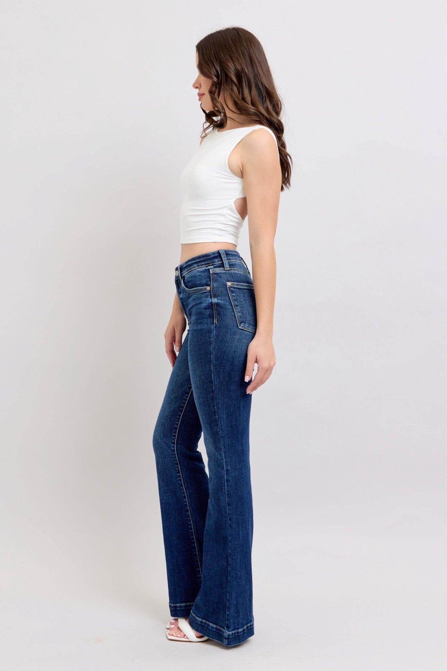 Judy Blue Full Size High Rise Flare Jeans with Pockets Plus Size - Shop Style & More | Fresh Looks, Everyday Deals & Free Shipping
