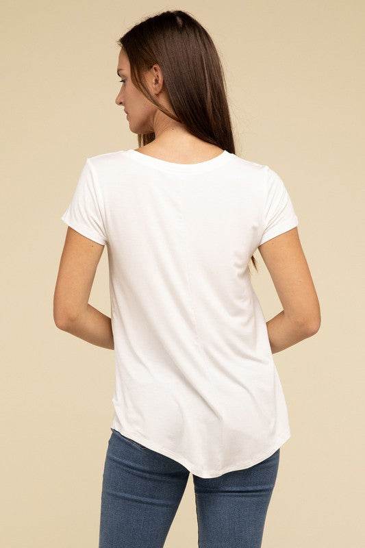 Flowy Round Hem Rayon Short Sleeve Top - Shop Style & More | Fresh Looks, Everyday Deals & Free Shipping