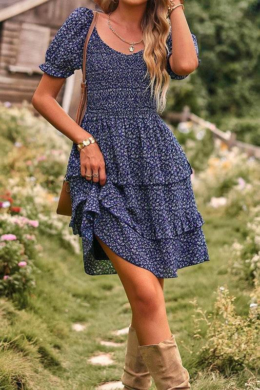 Floral Print Off Shoulder Flounce Sleeve Ruffle He - Shop Style & More | Fresh Looks, Everyday Deals & Free Shipping
