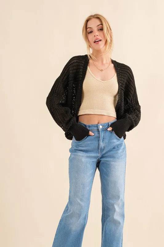 And The Why Fishnet Knitting Bolero Cardigan - Shop Style & More | Fresh Looks, Everyday Deals & Free Shipping