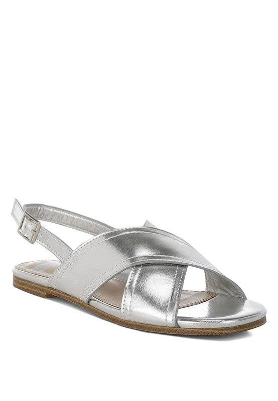 Kanon Metallic Pleather Criss-Cross Flats - Shop Style & More | Fresh Looks, Everyday Deals & Free Shipping