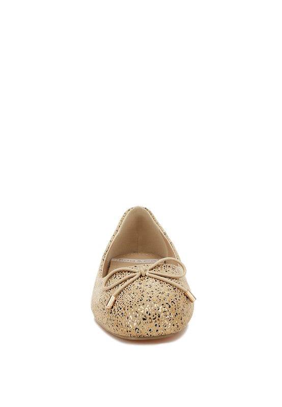 Apollon Bow Detail Foil Print Suede Ballerinas - Shop Style & More | Fresh Looks, Everyday Deals & Free Shipping