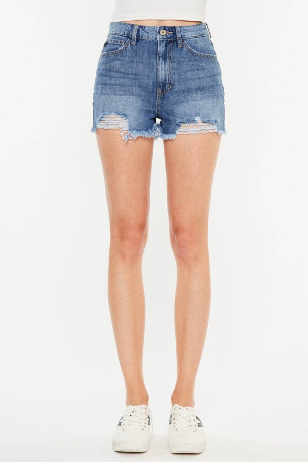 Kancan Distressed Raw Hem High Waist Denim Shorts - Shop Style & More | Fresh Looks, Everyday Deals & Free Shipping