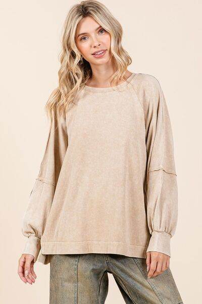 Mittoshop Mineral Wash Raglan Long Sleeve Oversized Top - Shop Style & More | Fresh Looks, Everyday Deals & Free Shipping