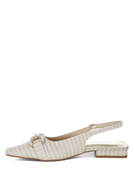 Crina Pearl-Detailed Horsebit Woven Flats - Shop Style & More | Fresh Looks, Everyday Deals & Free Shipping