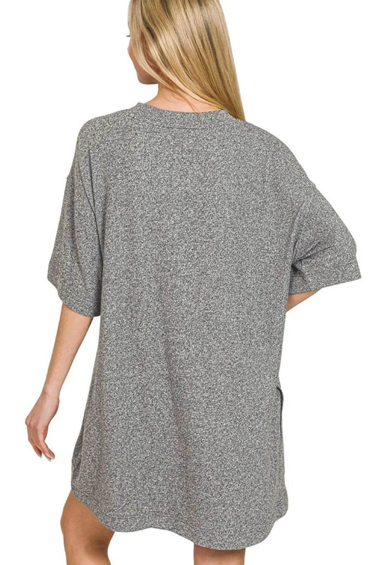 Zenana Soft Melange Hacci T-shirts Dress - Shop Style & More | Fresh Looks, Everyday Deals & Free Shipping