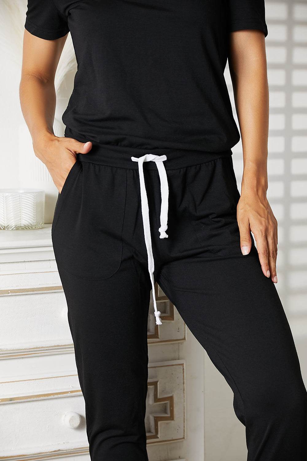 Double Take Asymmetrical Neck Tied Jumpsuit with Pockets - Shop Style & More | Fresh Looks, Everyday Deals & Free Shipping