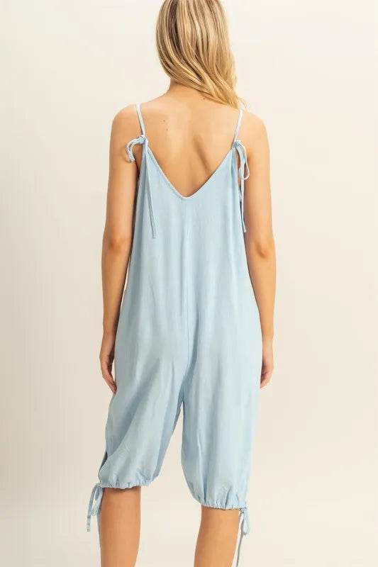 HYFVE V-Neck Pocket Detail Side Tie Hem Romper - Shop Style & More | Fresh Looks, Everyday Deals & Free Shipping