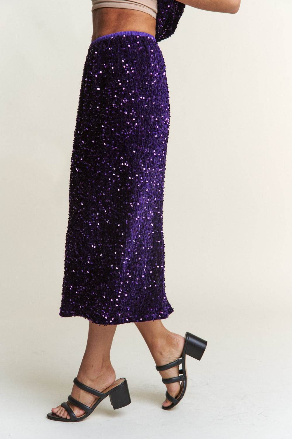 J.NNA Sequin Back Slit Midi Skirt - Shop Style & More | Fresh Looks, Everyday Deals & Free Shipping