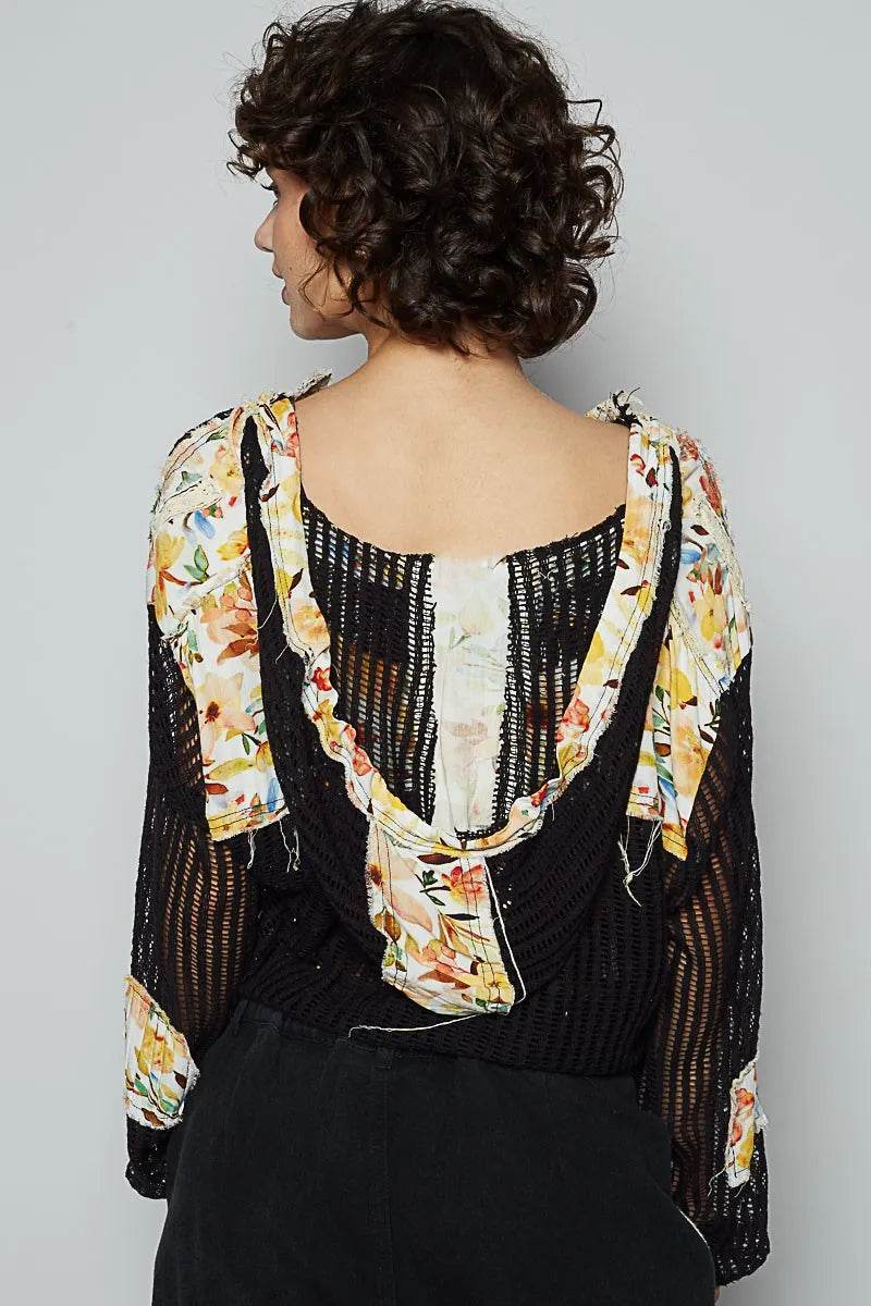 POL Vintage Washed Crochet Hoodie Jacket With Patchwork - Shop Style & More | Fresh Looks, Everyday Deals & Free Shipping