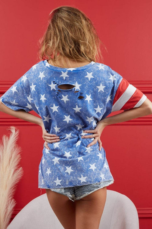 BiBi American Flag Theme Short Sleeve T-Shirt - Shop Style & More | Fresh Looks, Everyday Deals & Free Shipping