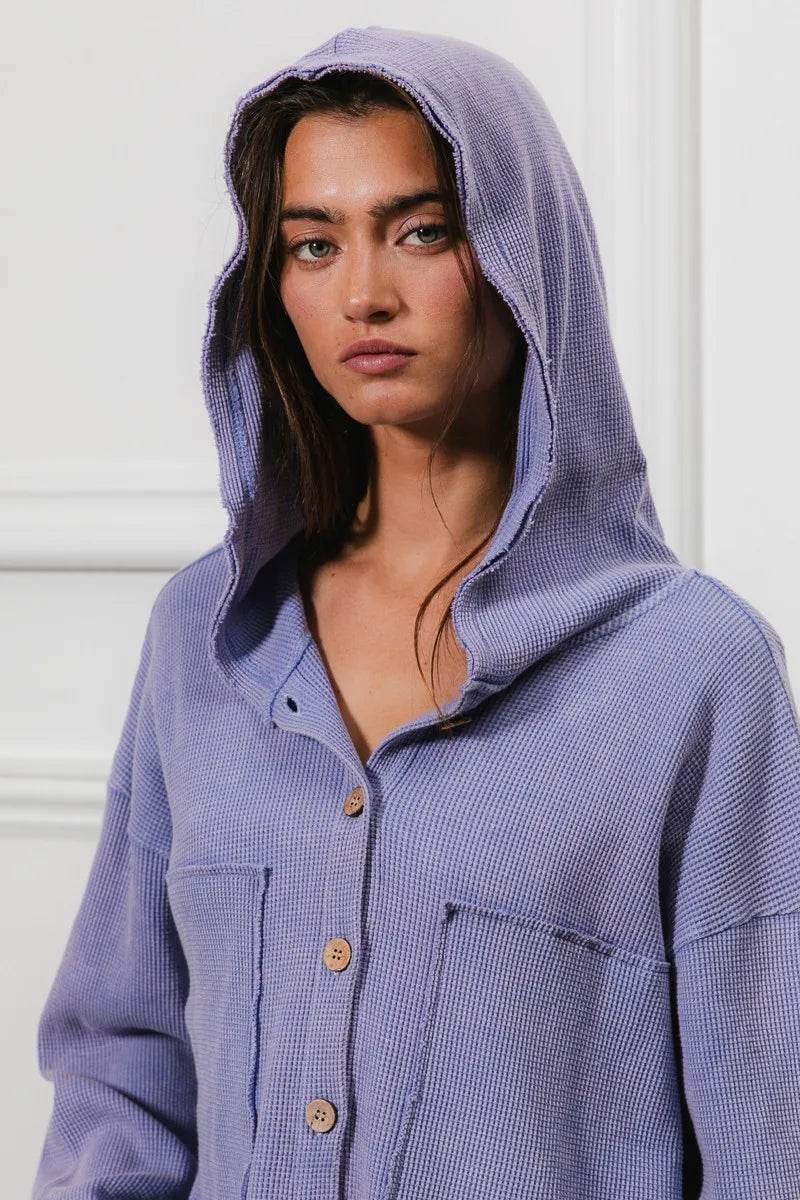BiBi Washed Waffle Thermal Hooded Jacket - Shop Style & More | Fresh Looks, Everyday Deals & Free Shipping