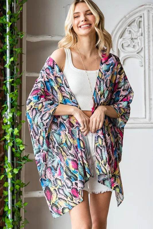 Heimish Full Size Multi Color Snake Open Cardigan Plus Size - Shop Style & More | Fresh Looks, Everyday Deals & Free Shipping