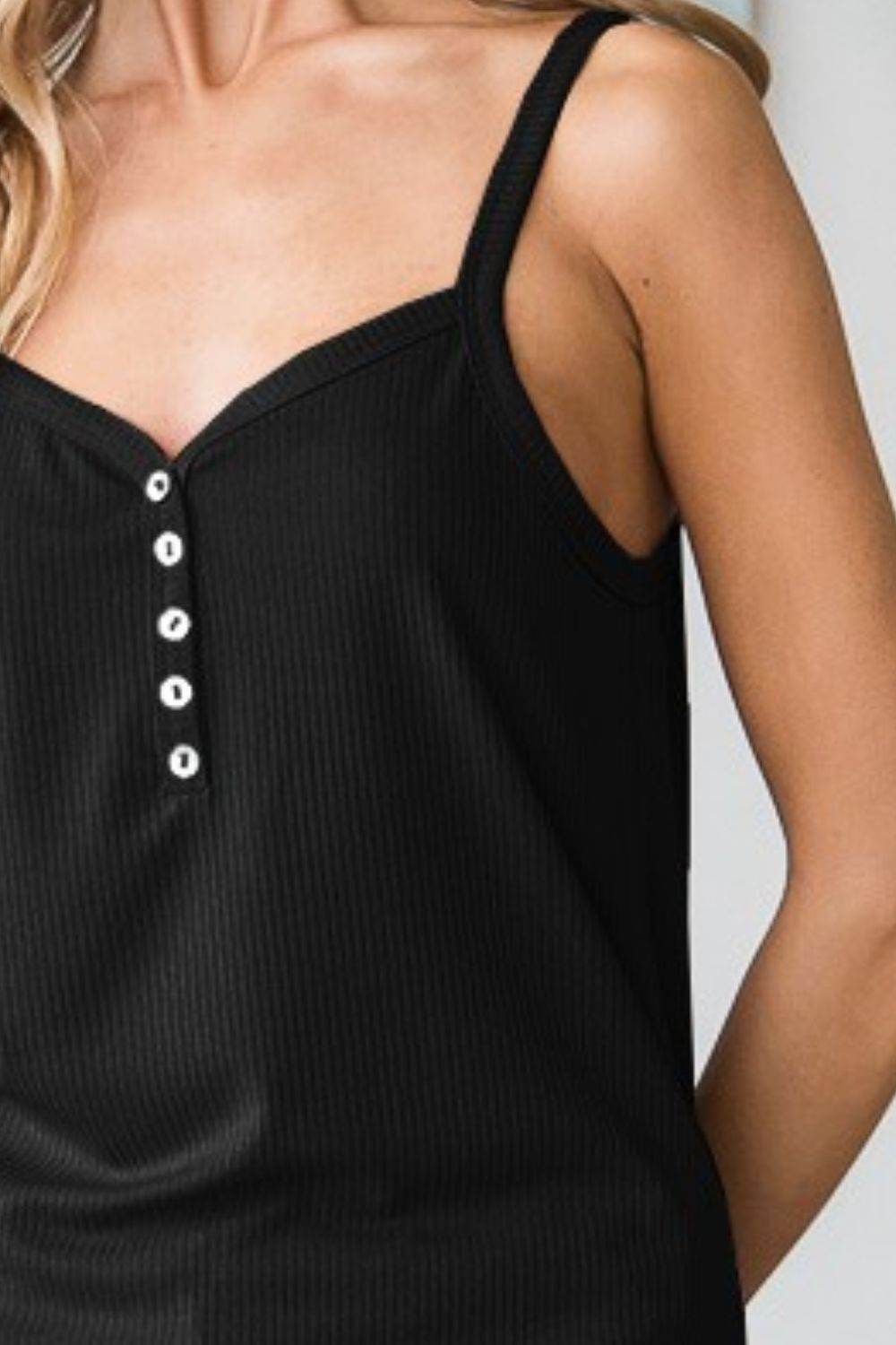 Heimish Full Size Quarter Button Ribbed Cami - Shop Style & More | Fresh Looks, Everyday Deals & Free Shipping
