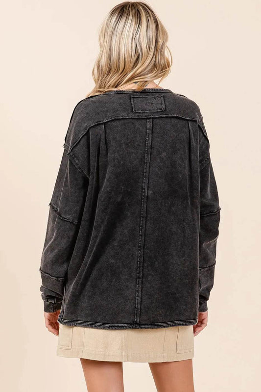 Mittoshop Star Graphic Mineral Wash Long Sleeve Top - Shop Style & More | Fresh Looks, Everyday Deals & Free Shipping