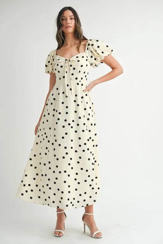 MABLE Polka Dot Puff Sleeve Midi Dress - Shop Style & More | Fresh Looks, Everyday Deals & Free Shipping