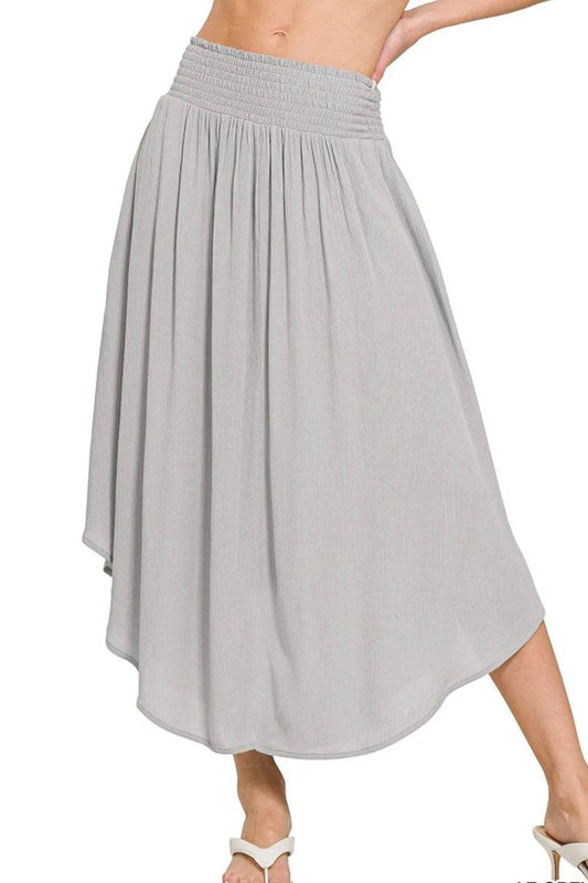 Zenana Woven Crinkle Smocked Waist Maxi Skirt W Pockets - Shop Style & More | Fresh Looks, Everyday Deals & Free Shipping