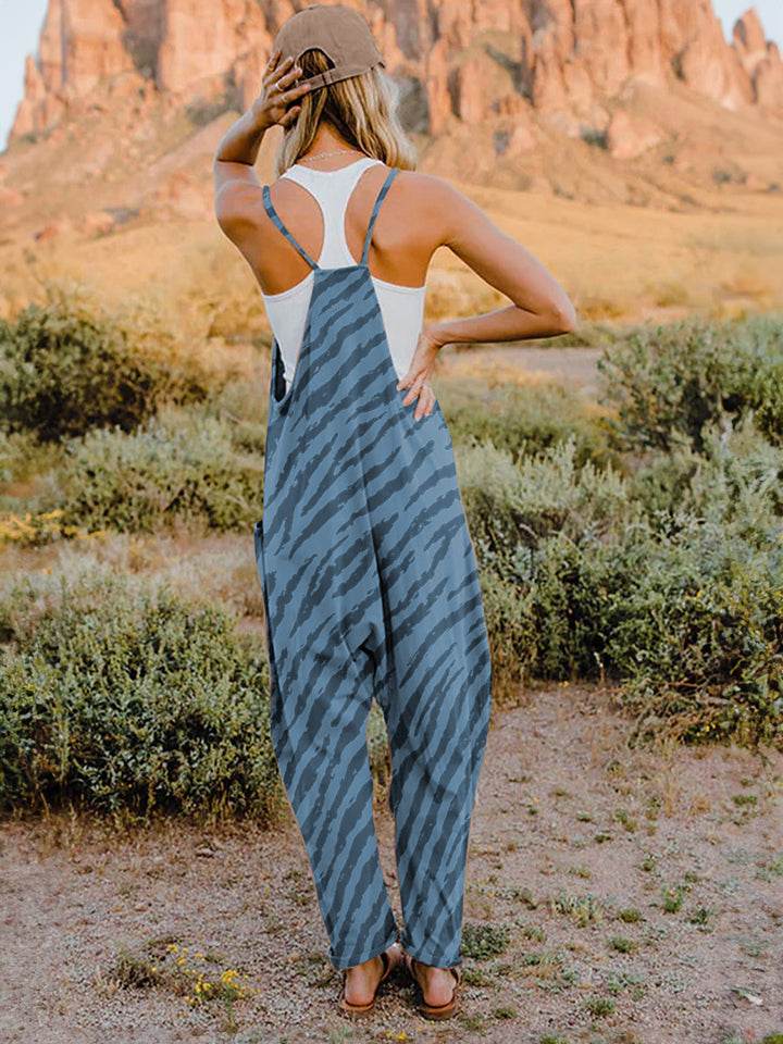 Double Take Full Size Printed V-Neck Sleeveless Jumpsuit - Shop Style & More | Fresh Looks, Everyday Deals & Free Shipping