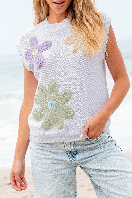 Hannah Crochet Flower Knit Short Sleeve Sweater To - Shop Style & More | Fresh Looks, Everyday Deals & Free Shipping
