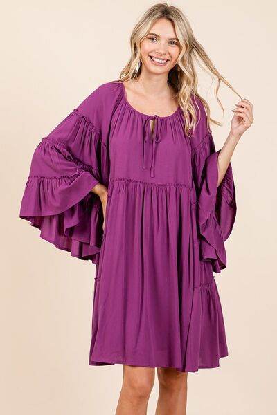 Mittoshop Frill Tie Neck Bell Sleeve Dress - Shop Style & More | Fresh Looks, Everyday Deals & Free Shipping