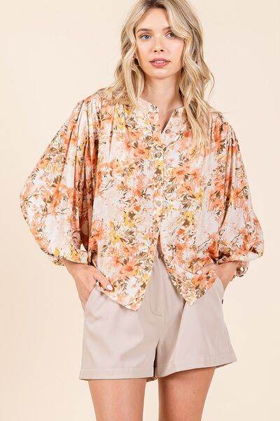 Mittoshop Flower Print Batwing Sleeve Button Down Blouse - Shop Style & More | Fresh Looks, Everyday Deals & Free Shipping