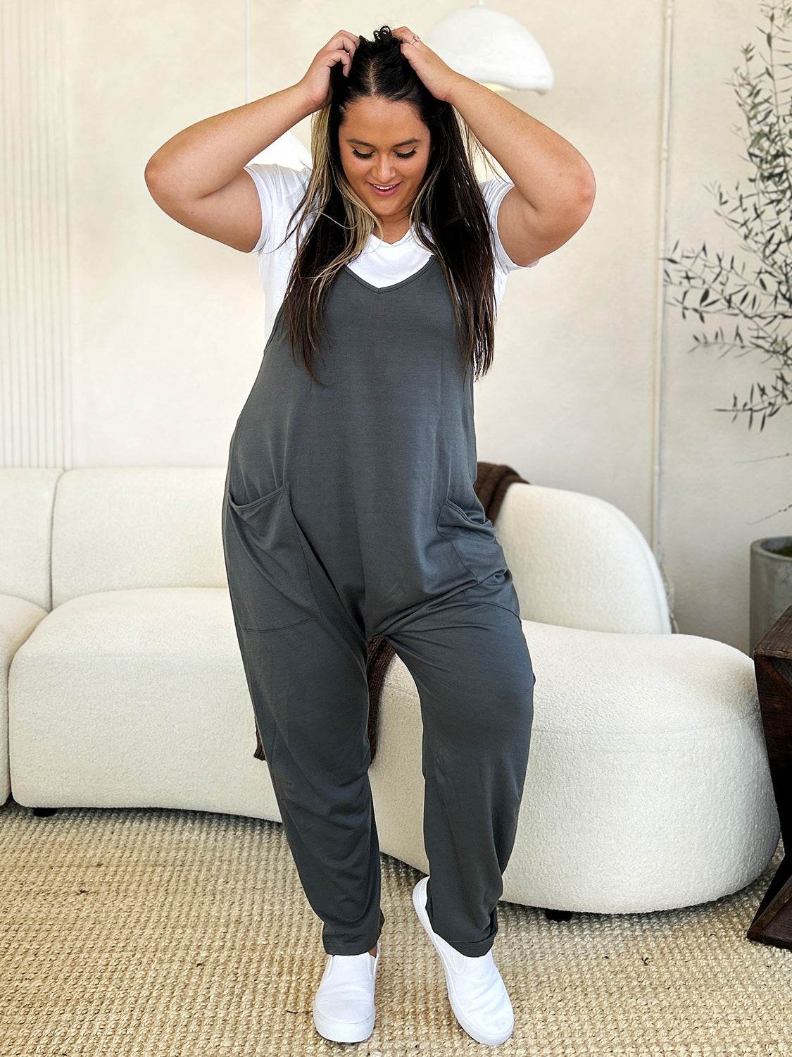 Double Take Full Size Sleeveless V-Neck Pocketed Jumpsuit - Shop Style & More | Fresh Looks, Everyday Deals & Free Shipping