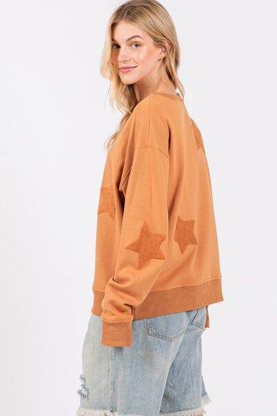 SAGE + FIG Star Patch Long Sleeve Sweatshirt - Shop Style & More | Fresh Looks, Everyday Deals & Free Shipping