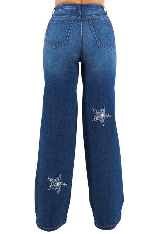 Star Rhinestones Wide Leg Jean - Shop Style & More | Fresh Looks, Everyday Deals & Free Shipping