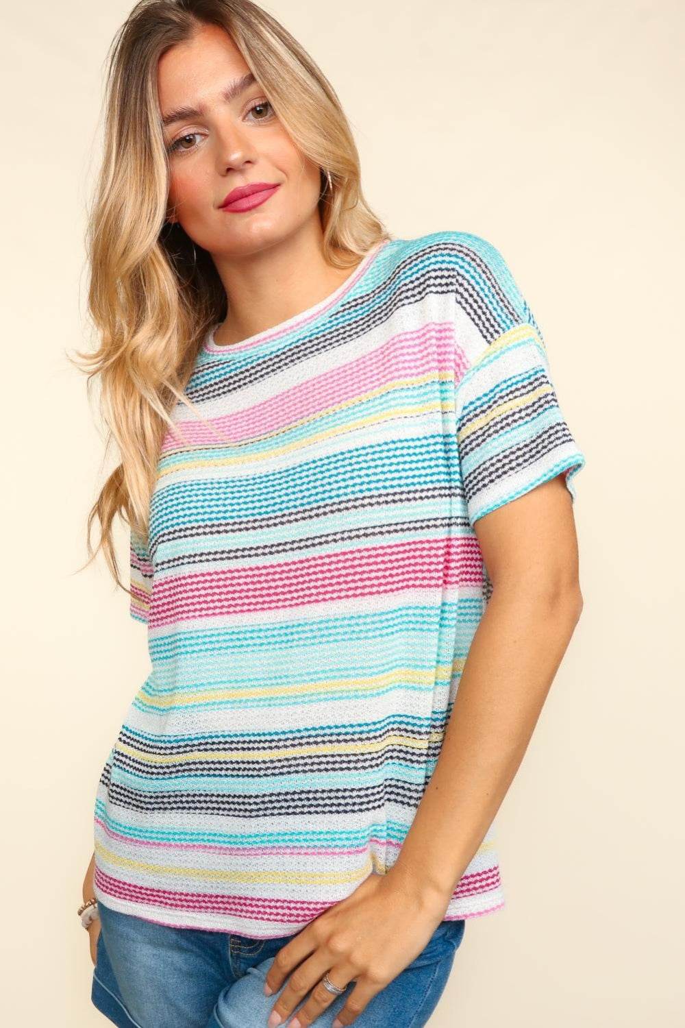 Haptics Waffle Stripe Short Sleeve T-Shirt - Shop Style & More | Fresh Looks, Everyday Deals & Free Shipping